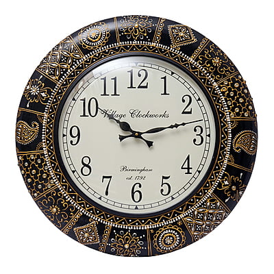 Hand Painted Round Analog Wooden Clock1 (18*18 Inch, 12 Inch Dial)