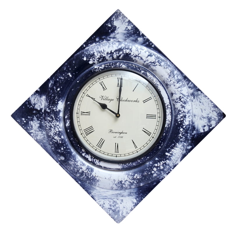 Handcrafted Diamond Wooden Analog Wall Clock with Marble Finish2 (16*16 Inch, 10 Inch Dial) Handcrafted Diamond Wooden Analog Wall Clock with Marble Finish2 (16*16 Inch, 10 Inch Dial)