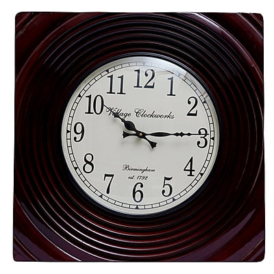 Handcrafted Square Analog Wooden Clock - A Majestic 18*18 Inch Beauty with a 12 Inch Dial in Rich Brown Hue!