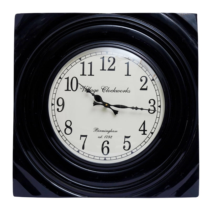 Handcrafted Square Analog Wooden Clock - 18*18 Inch Beauty with a 12 Inch Dial in Rich Black Hue! Handcrafted Square Analog Wooden Clock - 18*18 Inch Beauty with a 12 Inch Dial in Rich Black Hue!