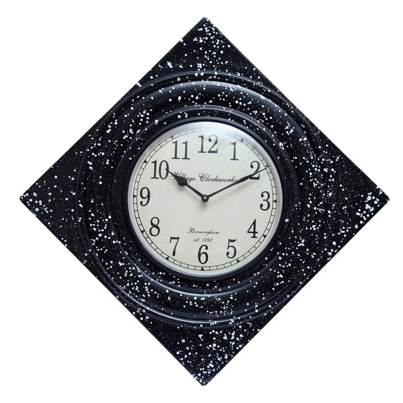 Handcrafted Diamond Wooden Analog Wall Clock with Marble Finish1 (16*16 Inch, 10 Inch Dial) Handcrafted Diamond Wooden Analog Wall Clock with Marble Finish1 (16*16 Inch, 10 Inch Dial)