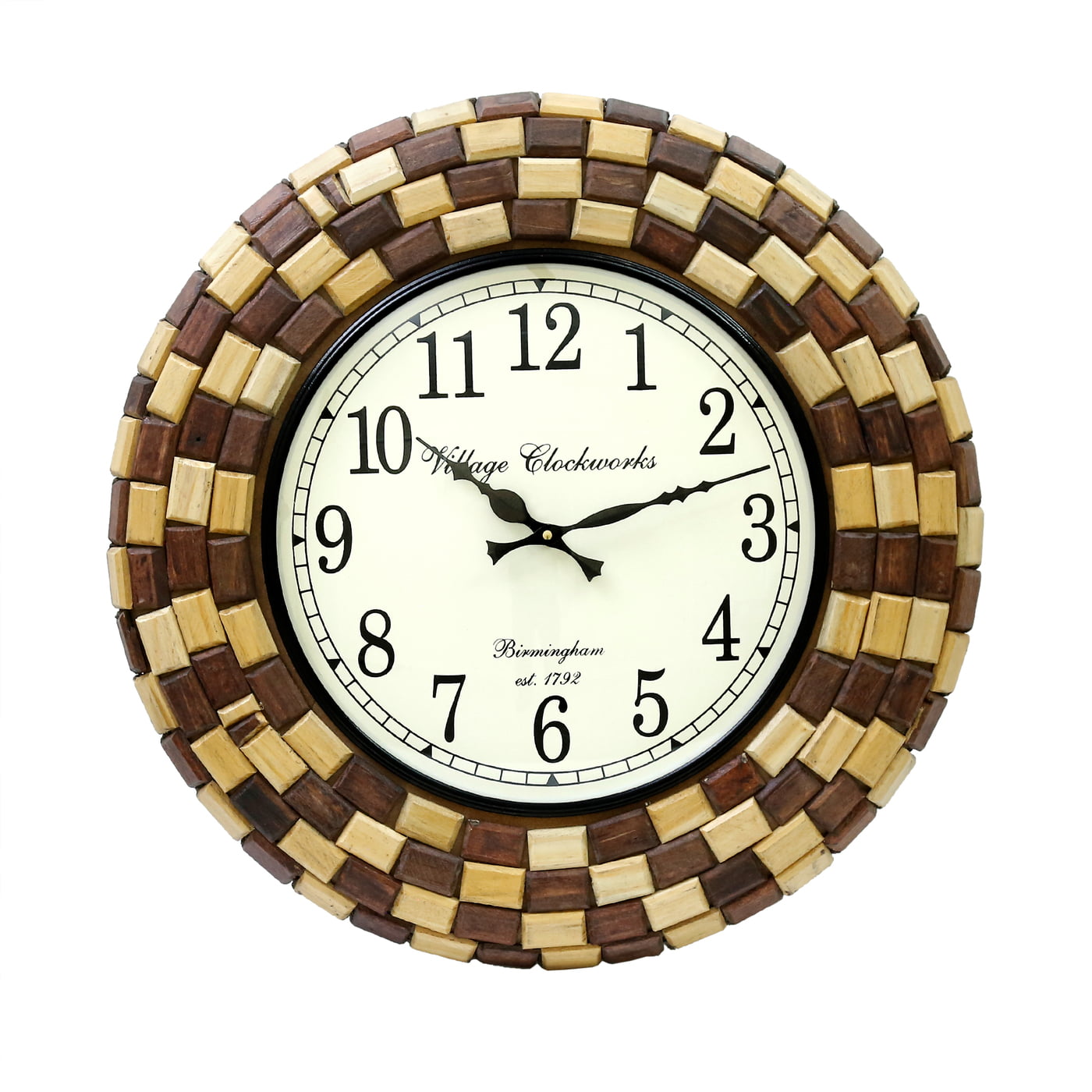 Unique Handcrafted Wooden Clock by Royal Craft Palace - 18 Inch Round Analog Design with 12 Inch Dial Unique Handcrafted Wooden Clock by Royal Craft Palace - 18 Inch Round Analog Design with 12 Inch Dial