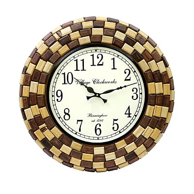 Unique Handcrafted Wooden Clock by Royal Craft Palace - 18 Inch Round Analog Design with 12 Inch Dial