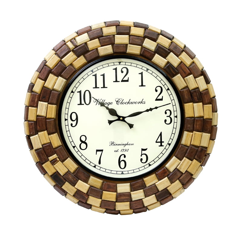 Unique Handcrafted Wooden Clock by Royal Craft Palace - 18 Inch Round Analog Design with 12 Inch Dial Unique Handcrafted Wooden Clock by Royal Craft Palace - 18 Inch Round Analog Design with 12 Inch Dial