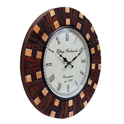 Royal Craft Palace Handcrafted Round Wooden Block Analog Wall Clock with (18*18 Inch, 12 Inch Dial) Royal Craft Palace Handcrafted Round Wooden Block Analog Wall Clock with (18*18 Inch, 12 Inch Dial)