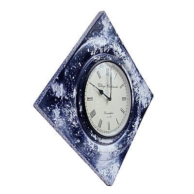 Handcrafted Diamond Wooden Analog Wall Clock with Marble Finish2 (16*16 Inch, 10 Inch Dial) Handcrafted Diamond Wooden Analog Wall Clock with Marble Finish2 (16*16 Inch, 10 Inch Dial)