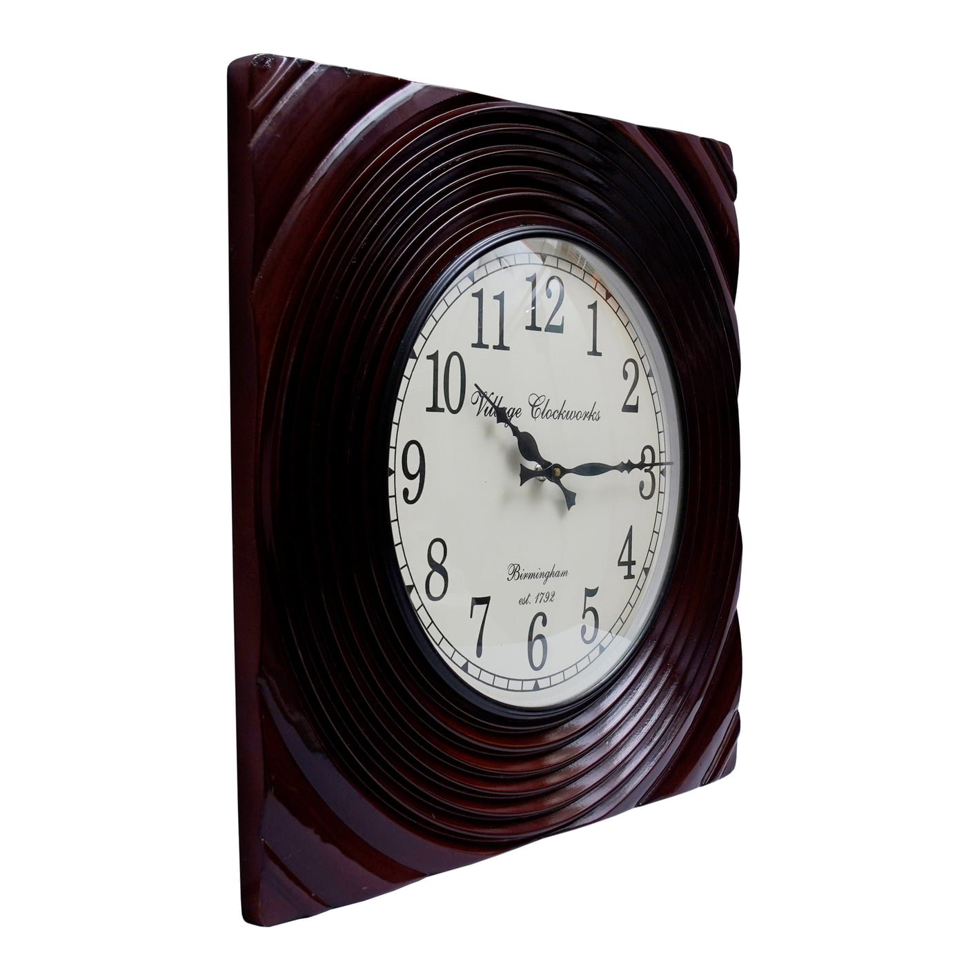 Handcrafted Square Analog Wooden Clock - A Majestic 18*18 Inch Beauty with a 12 Inch Dial in Rich Brown Hue! Handcrafted Square Analog Wooden Clock - A Majestic 18*18 Inch Beauty with a 12 Inch Dial in Rich Brown Hue!