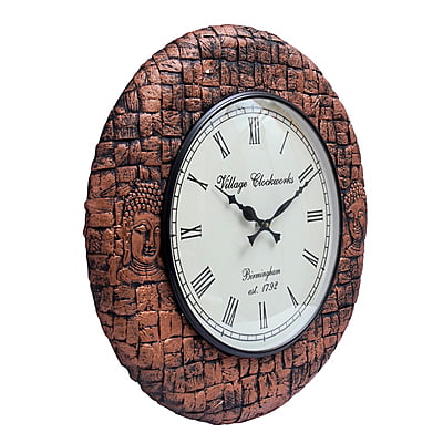 Royal Craft Palace 18" Antique Block POP Polish Copper Budha Wooden Wall Clock for Home Decor Living Room Bedroom and Office Royal Craft Palace 18" Antique Block POP Polish Copper Budha Wooden Wall Clock for Home Decor Living Room Bedroom and Office