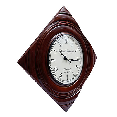 Handcrafted Diamond Analog Wooden Clock - 18*18 Inch Beauty with a 12 Inch Dial in Rich Brown! Handcrafted Diamond Analog Wooden Clock - 18*18 Inch Beauty with a 12 Inch Dial in Rich Brown!