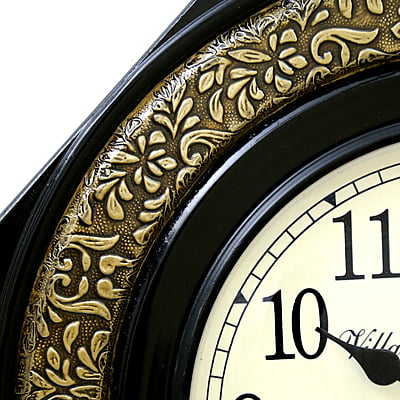 Brass Embossed Diamond Wooden Clock - 18x18 Inch, 12 Inch Dial, Handcrafted Design in Gold/Black Finish Brass Embossed Diamond Wooden Clock - 18x18 Inch, 12 Inch Dial, Handcrafted Design in Gold/Black Finish