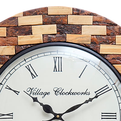 Handcrafted Round Wooden Analog Wall Clock with Blocks1 (18*18 Inch, 12 Inch Dial) Handcrafted Round Wooden Analog Wall Clock with Blocks1 (18*18 Inch, 12 Inch Dial)