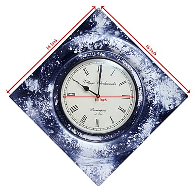 Handcrafted Diamond Wooden Analog Wall Clock with Marble Finish2 (16*16 Inch, 10 Inch Dial) Handcrafted Diamond Wooden Analog Wall Clock with Marble Finish2 (16*16 Inch, 10 Inch Dial)