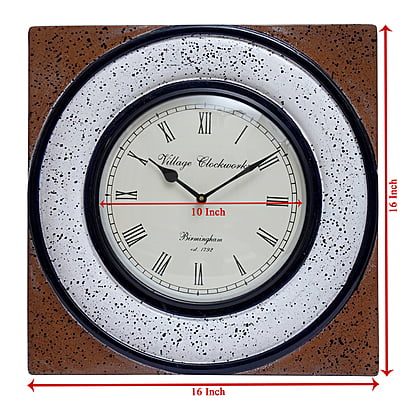 Handcrafted Square Wooden Analog Wall Clock with Marble Finish2 (16*16 Inch, 10 Inch Dial) Handcrafted Square Wooden Analog Wall Clock with Marble Finish2 (16*16 Inch, 10 Inch Dial)