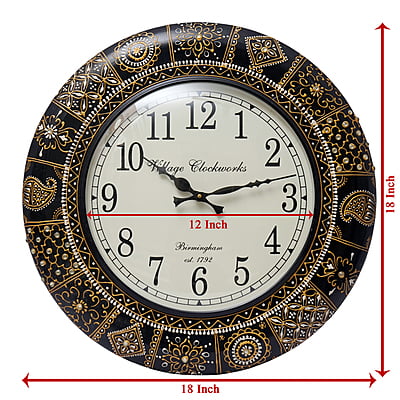 Hand Painted Round Analog Wooden Clock1 (18*18 Inch, 12 Inch Dial) Hand Painted Round Analog Wooden Clock1 (18*18 Inch, 12 Inch Dial)