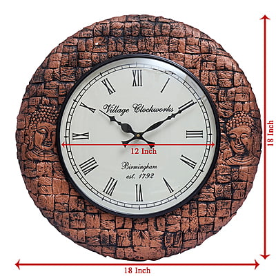 Royal Craft Palace 18" Antique Block POP Polish Copper Budha Wooden Wall Clock for Home Decor Living Room Bedroom and Office Royal Craft Palace 18" Antique Block POP Polish Copper Budha Wooden Wall Clock for Home Decor Living Room Bedroom and Office