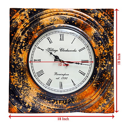 Handcrafted Square Wooden Analog Wall Clock with Marble Finish (18*18 Inch, 12 Inch Dial) Handcrafted Square Wooden Analog Wall Clock with Marble Finish (18*18 Inch, 12 Inch Dial)
