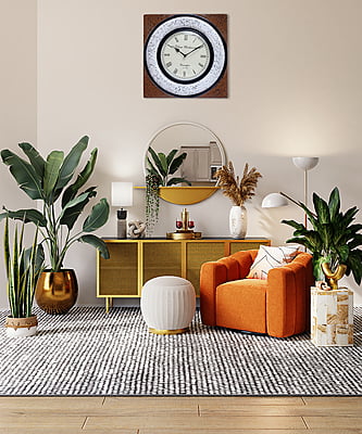Handcrafted Square Wooden Analog Wall Clock with Marble Finish2 (16*16 Inch, 10 Inch Dial) Handcrafted Square Wooden Analog Wall Clock with Marble Finish2 (16*16 Inch, 10 Inch Dial)