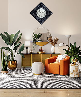Handcrafted Diamond Wooden Analog Wall Clock with Marble Finish1 (16*16 Inch, 10 Inch Dial) Handcrafted Diamond Wooden Analog Wall Clock with Marble Finish1 (16*16 Inch, 10 Inch Dial)