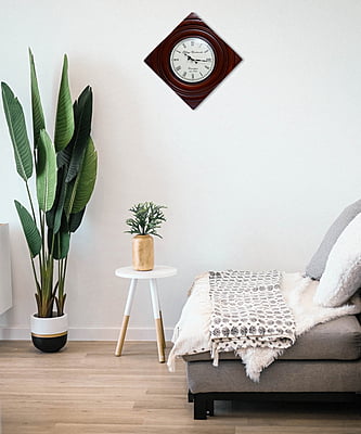 Handcrafted Diamond Analog Wooden Clock - 18*18 Inch Beauty with a 12 Inch Dial in Rich Brown! Handcrafted Diamond Analog Wooden Clock - 18*18 Inch Beauty with a 12 Inch Dial in Rich Brown!