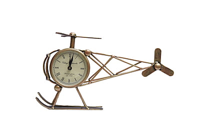 Time Takes Flight: Discover the Royal Craft Palace Iron Metal Helicopter Table Clock - 4"