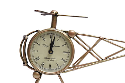 Time Takes Flight: Discover the Royal Craft Palace Iron Metal Helicopter Table Clock - 4"