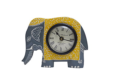 Timeless Elegance: Royal Craft Palace Wooden Elephant Table Clock (7x5x3 CM)