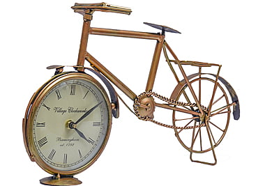 Timeless Charm on Wheels: Royal Craft Palace Iron Metal Cycle Table Clock - 6" (16x3.5x9 CM