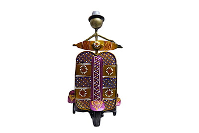 Time on Wheels: Royal Craft Palace Iron Metal Scooter Table Clock & Pen/Mobile Holder (10x5x10 CM)